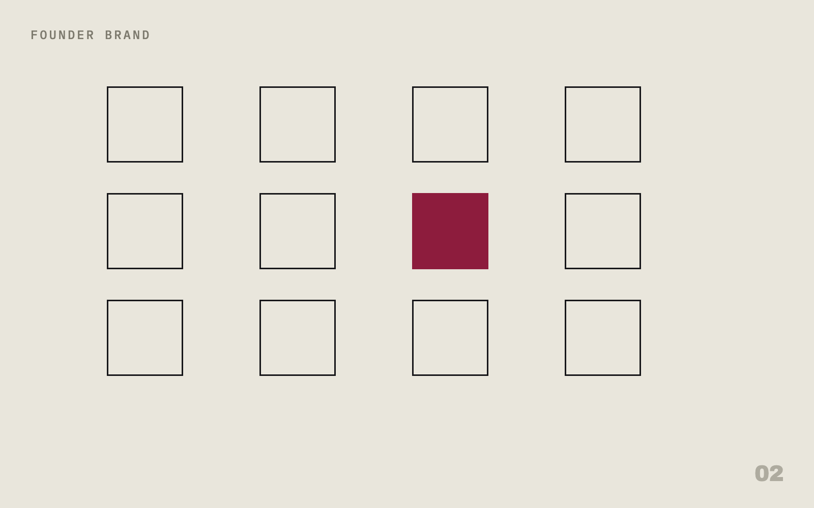 Grid of squares with one filled, Swiss composition